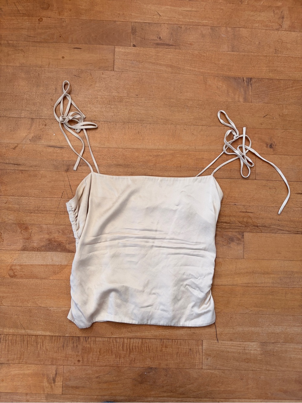 Reformation Cream/Gold Tie-Strap Square Neck Camisole